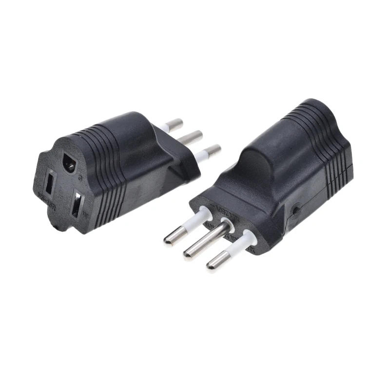 Usa Nema5-15p Italy Plug Adapter Type B To Type L Female To Male Round Prong Power Conversion Plug - Buy Female To Male Electrical Plug Adapter,Detachable Power Adapter,Nema5-15p Plug