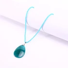 Stone Pendant Popular Natural Stone Feldspar Pendant Sweater Necklace With Crystal Chain