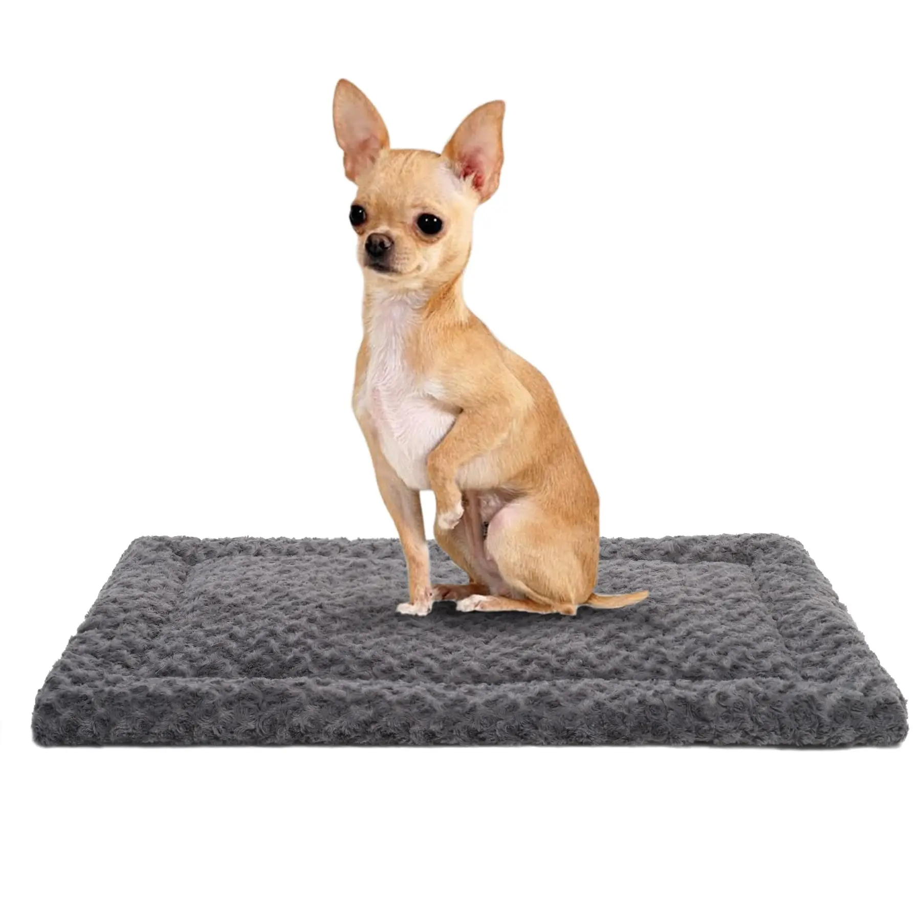 product luxury plush pet cushion soft faux fur bed with solid pattern for dogs and cats-48