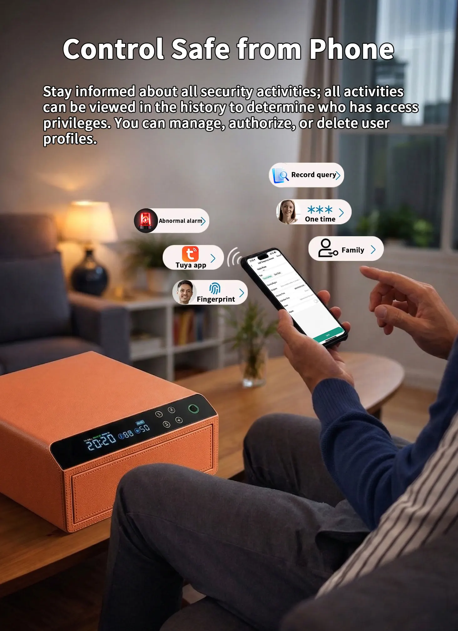 dr 1271 ft smart digital fingerprint smart safe box leather bluetooth drawer safe jewelry watch winder key safe box-4