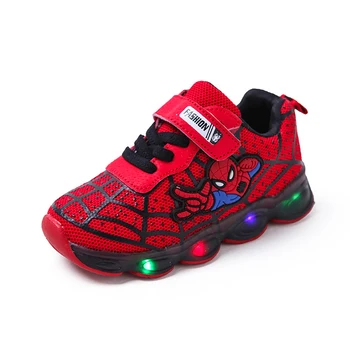 Popular Chinese Manufacturer Kids Sport Sneakers Spiderman Led Shoes Flashing Boy Girls Children Casual Shoes