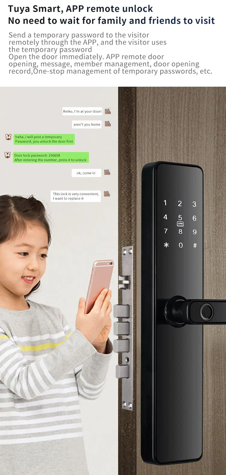 Qleung S819 Aluminium Door Fingerprint WiFi Enabled Tuya TTlock With Password Key Card dla domu 4