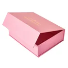 Gift Box Custom Logo Collapsible Pink Rigid Cardboard Packaging Magnetic Paper Gift Box With Pink Ribbon Closure