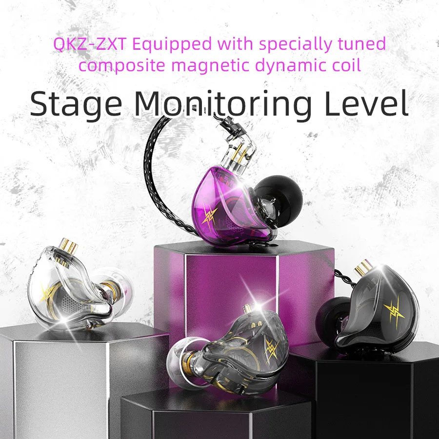 QKZ ZXT Mobile Phone Sports Headphones In-Ear Plug-in Headset Monitor-level Stage Earphones