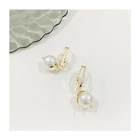 Hoop Personalized Geometric Inlaid Rhinestone C-shaped Pearl Pendant Hoop Earrings Gold-plated Party Earrings