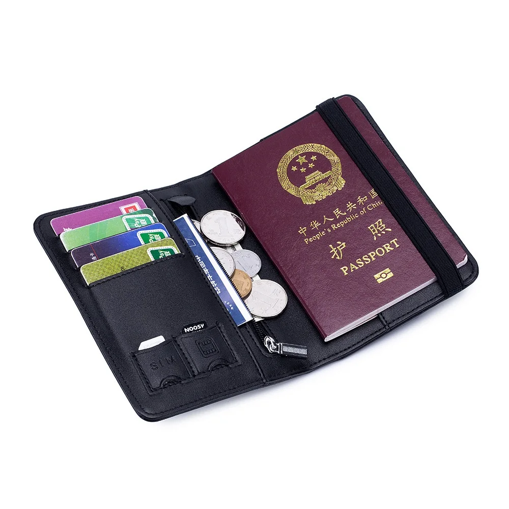 Genuine Leather  Cover Wallet RFID Blocking Holder Travel Wallet New 