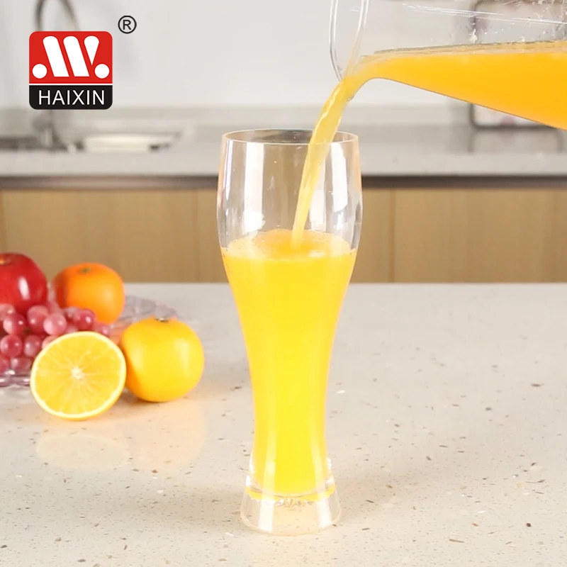 Haixing Plastic Beer Glass OEM Transparent PS Materials Juice Beer Cup