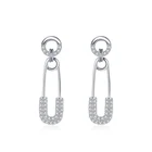 Jewelry Clips Earrings Fashion Women Jewelry 925 Sterling Silver Modern Cz Paper Clips Stud Earrings