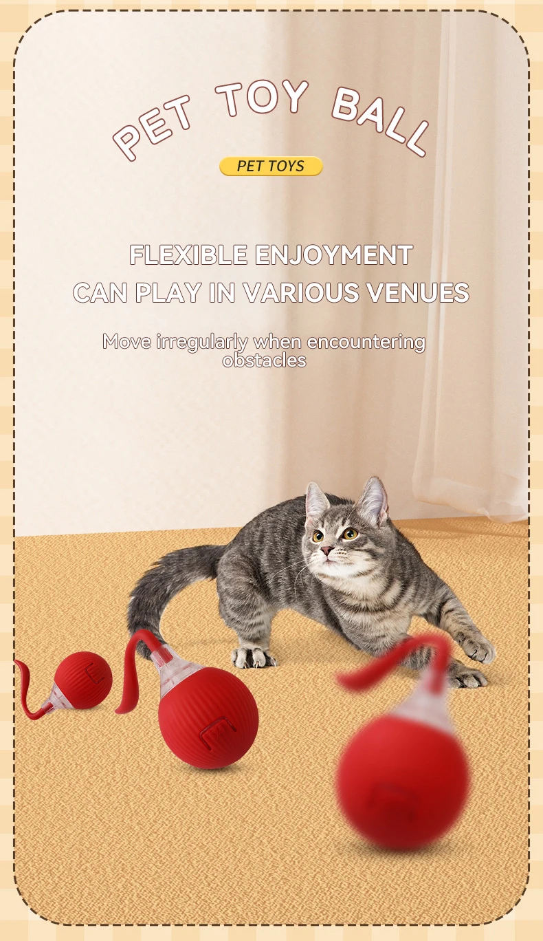 Bite-resistant Automatic Cat Teaser Ball Cat Toy Ball High on Boredom Reliever with Rope Pet Supply Jumping Ball supplier