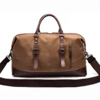 Bag Leather Custom Logo Large Canvas Weekender Duffel Bag Travel Vintage Leather Bag For Men