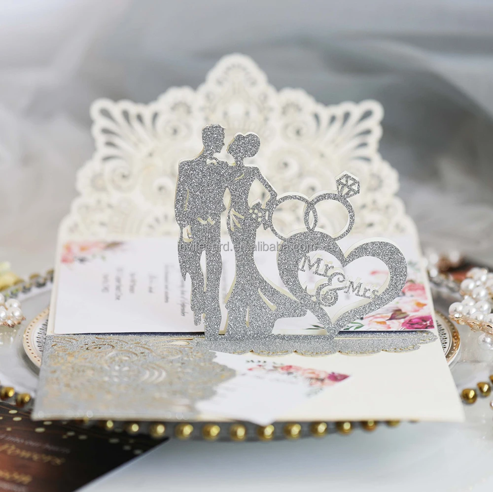 1pcs Sample Laser Cut Bride and Groom Marriage Wedding Invitations Cards Greetin 