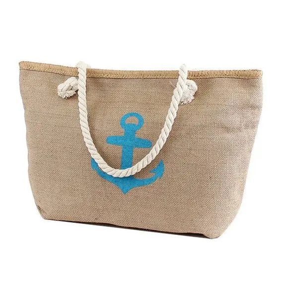 Women's Travel Beach Shopping Shoulder Bag Made Of Canvas Large Linen Beach Bag Tote With Zipper
