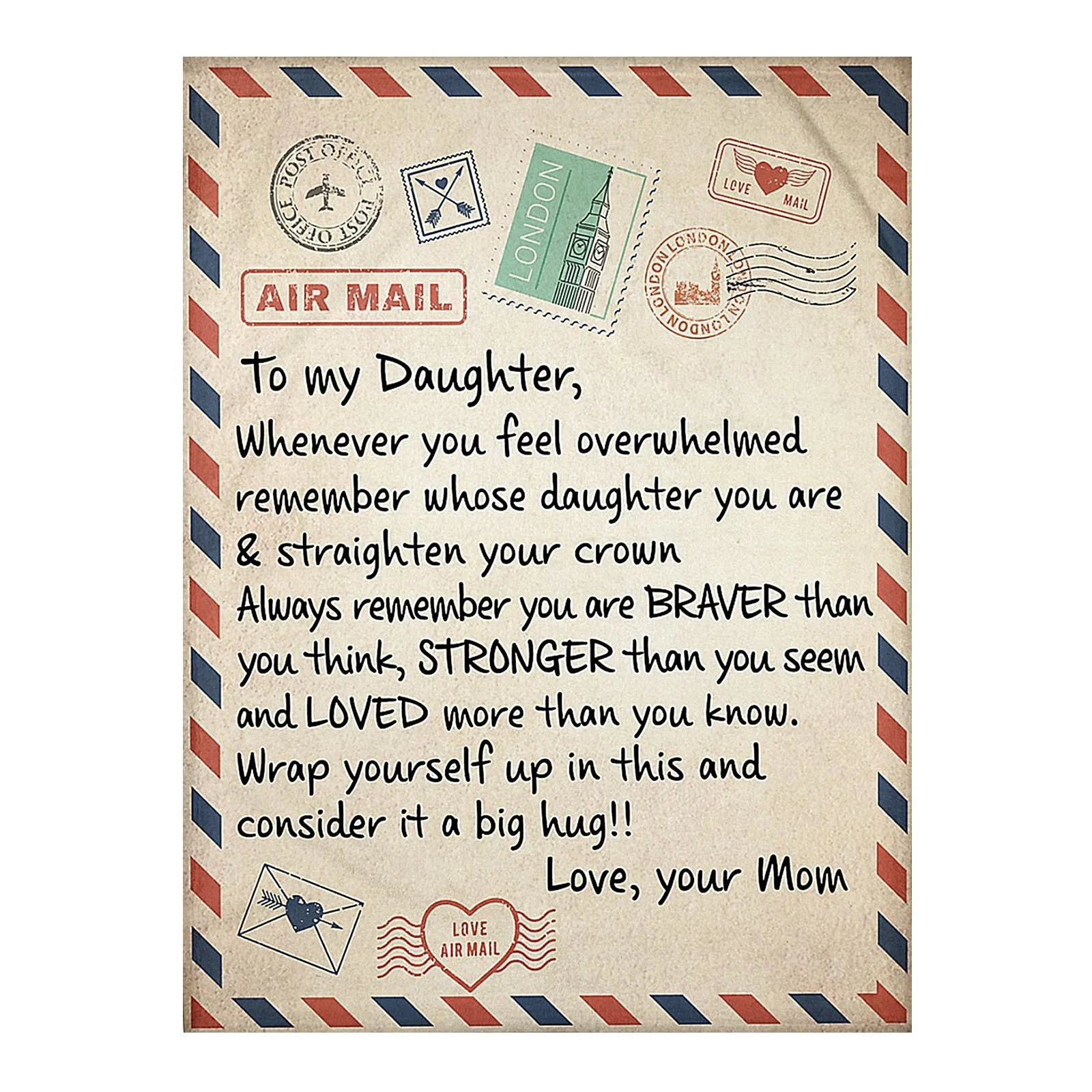 Message Letter Fleece Throw Blanket Printed Flannel For Air