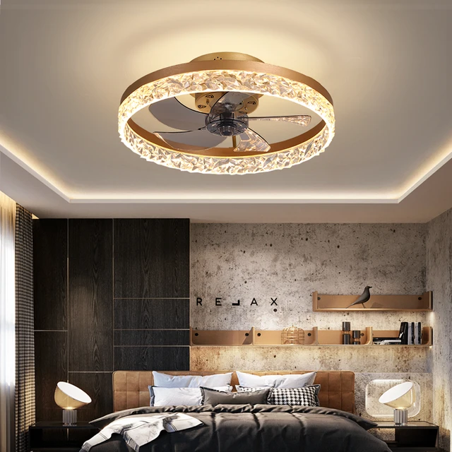 Low Noise Modern Indoor Bedroom Decorative Smart Control Dimmable Led Ceiling Fan With Fan Lamp