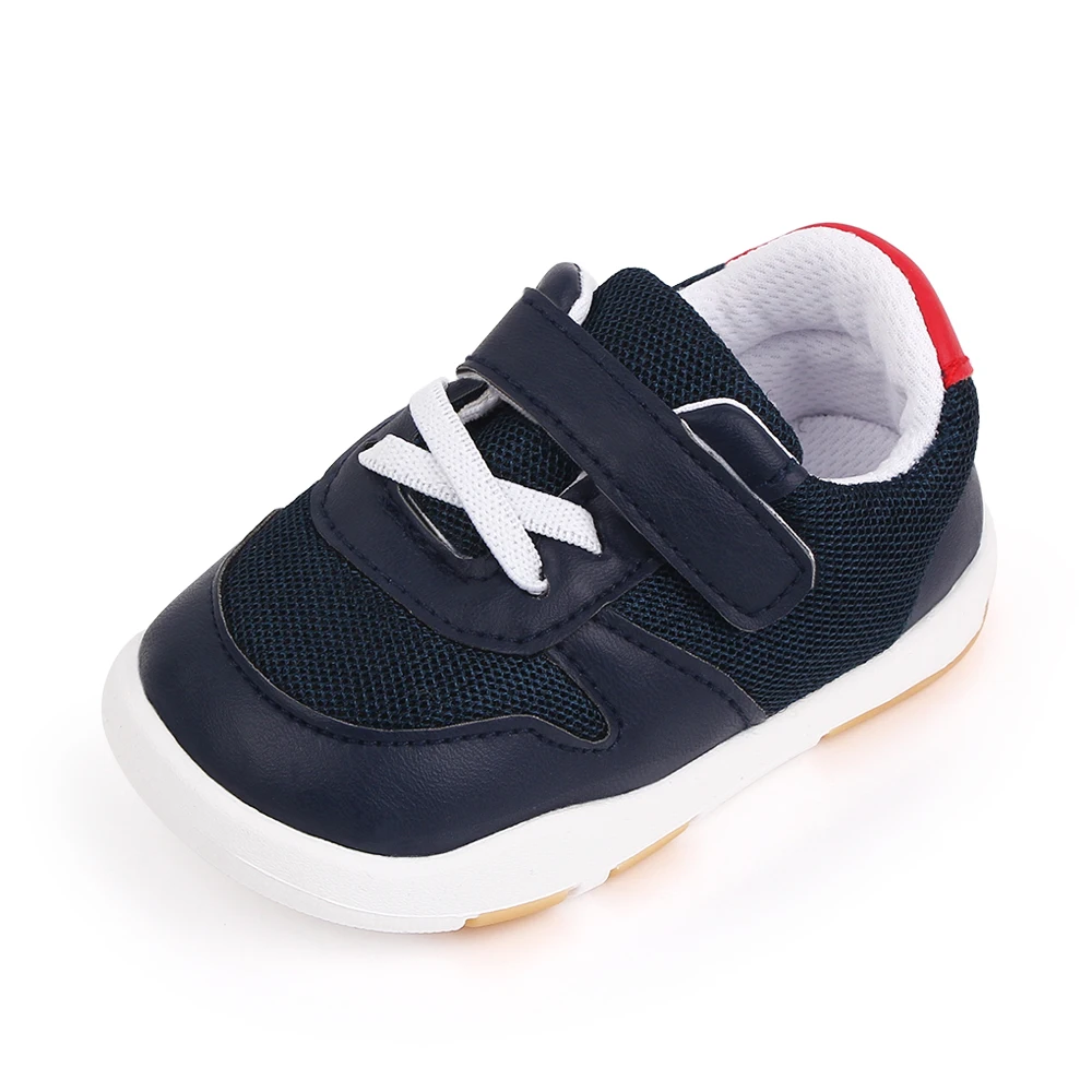 Spring and Autumn New PU Leather Match Color Mesh Breathable Children's Casual Toddler Shoes details