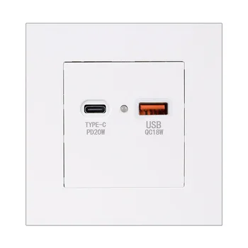 Smart 2-port USB Type A+C Wall Charging socket, universal multi-port USB wall socket, mobile phone plug adapter AC110-240V