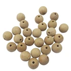 Customized Round Wood Bead With Hole Natural Wooden Beads