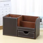 Pen Pencil Holder Pen Pencil Holder Multifunctional PU Leather Desktop Organizer Pen Pencil Holder