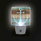 Theme WAMIKA Vintage Anchor Wooden Village Lights Wooden Navigation Theme Plug-in LED Lights