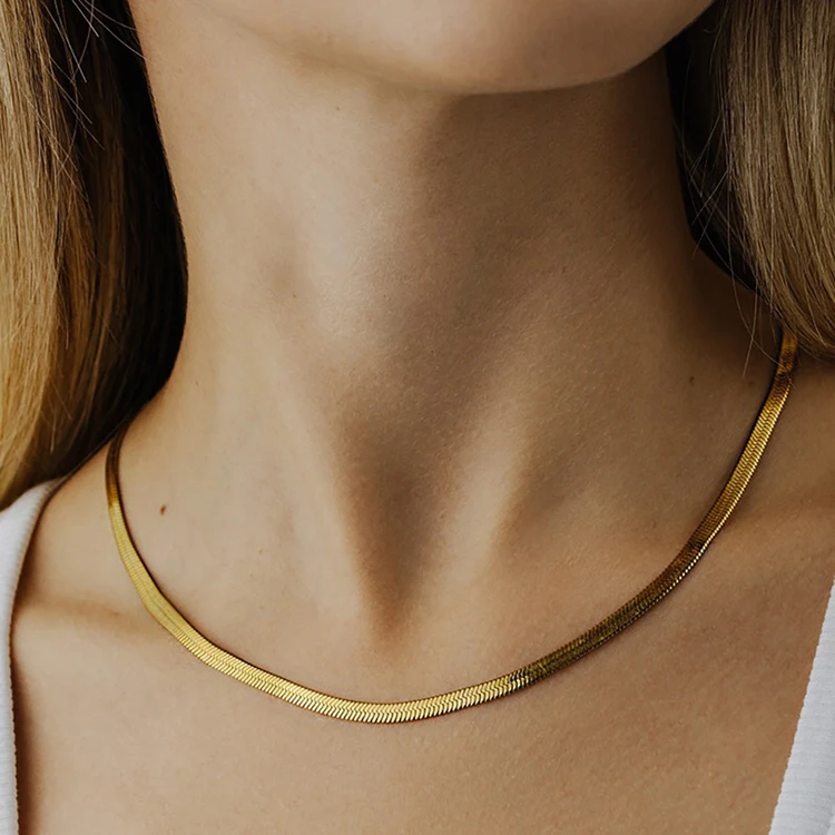 18k Plated Snake Chain Choker Necklace 