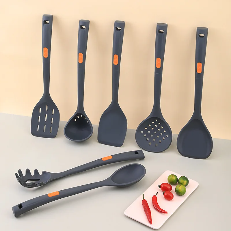 7 pcs Design Kitchen Spatula Cooking Utensils Set Non-Stick Silicone Kitchen Utensils Set with Holder