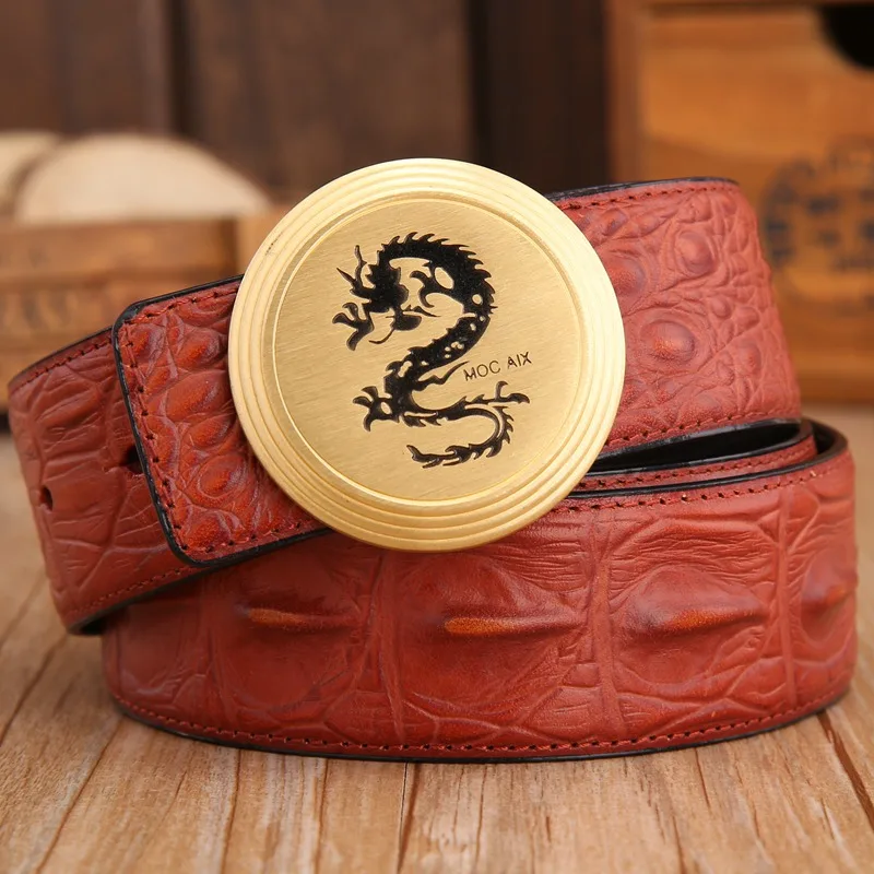 Wholesale New Brand Style Round Sliding Buckle Men's Business Leather Belt  Top Grain Belt
