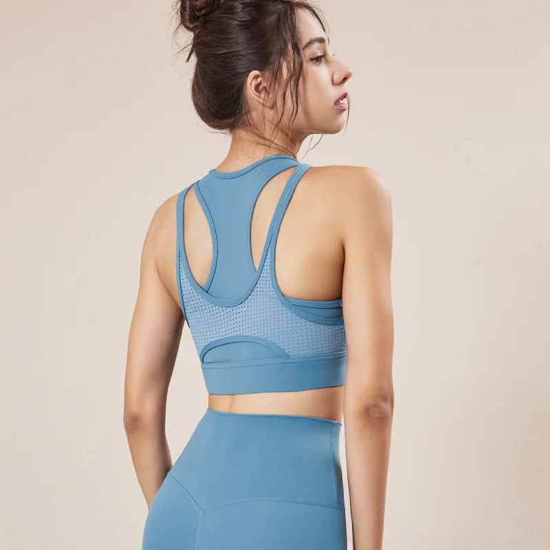 Custom Logo 2022 Breathable Mesh Running Sports Underwear Women Shockproof Fitness Yoga Bra