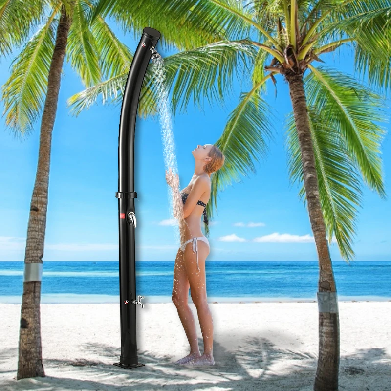 Black 20L Freestanding PVC Outdoor Pool Shower Garden 2 Sections Solar Shower Column Pipe