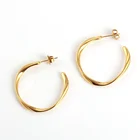 Gold Fashion Hoop Earrings Minimalist Gold Silver Rose Gold Wave Fashion Big Hoop Earrings Women Accessories