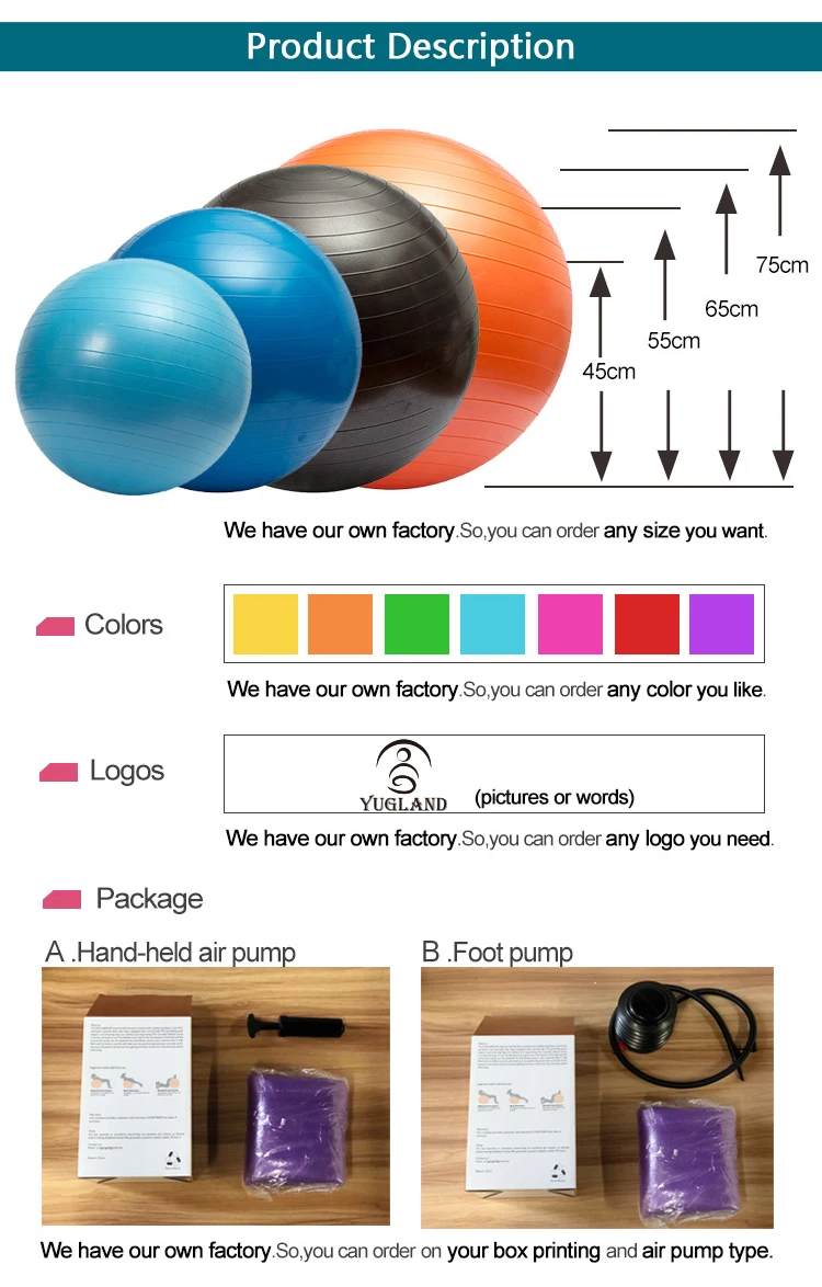 2021 Yoga Ball Exercise Ball High Quality Custom Colorful Pvc face yoga balls