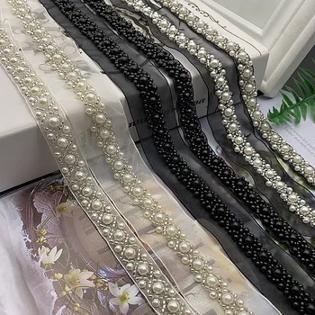 Factory Pearl beaded embroidery lace trim for Handmade Bead Clothes DIY Decorative Accessories