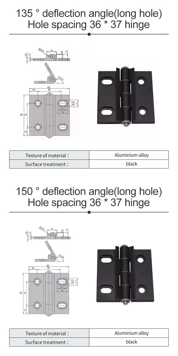 120 Degree 135 Degree 150 Degree Angle Hinge Profile Distribution Box Cabinet Silent Hinge Aluminum Alloy Limit Hinge details