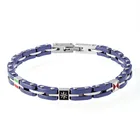 Link Bracelet Wholesale Unisex Stainless Steel And Men Dark Blue Ceramic Link Bracelet Pure Handmade Jewelry