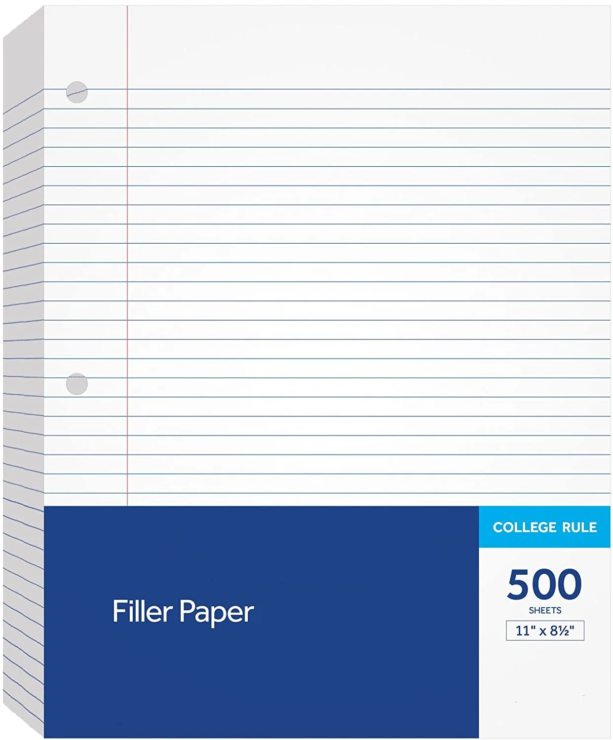 College Rule 62349 500 Sheets Per Pack Filler Paper ,White .01 Pack Original 3-Hole Punched Loose-Leaf Paper for 3-Ring Binders 8-1/2 x 11 