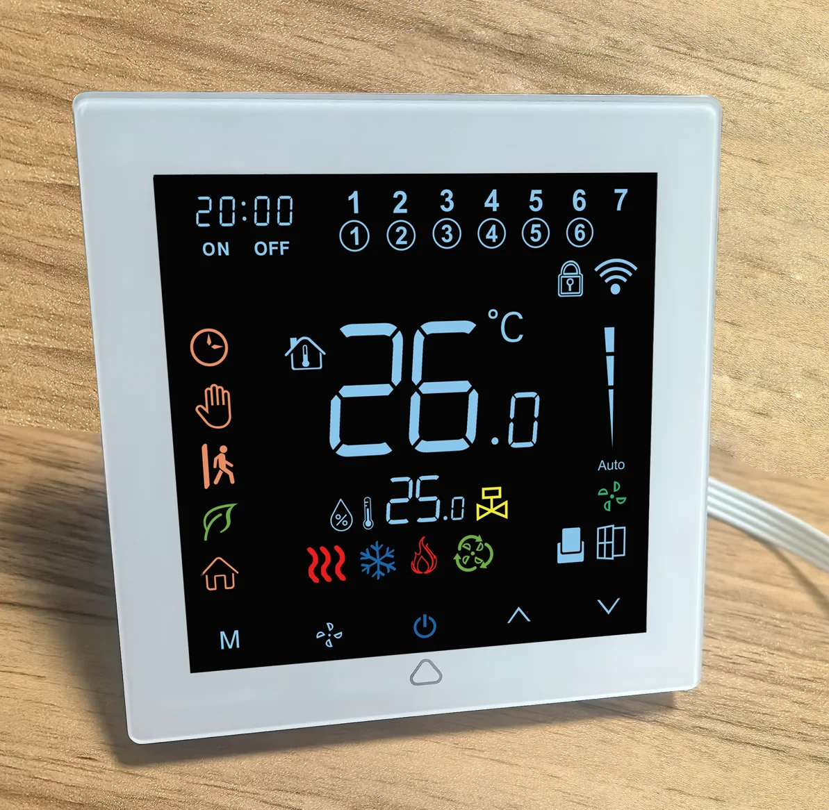 Modern Fan Coil Unit 3 Fan Speeds 1 Cooling Valve Underfloor Heating Smart Wi-Fi Thermostat Super Thin Easy Installation Hotel
