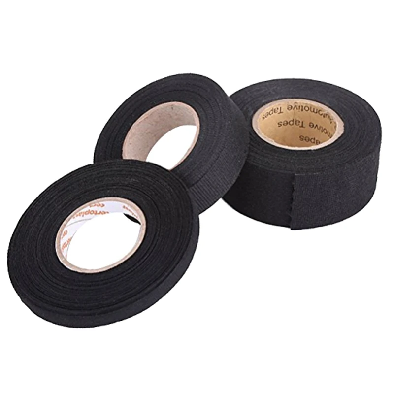Black Adhesive Cloth Fabric Tape Cable Looms Wiring Harness 15m x 9mm x 0.3mm 