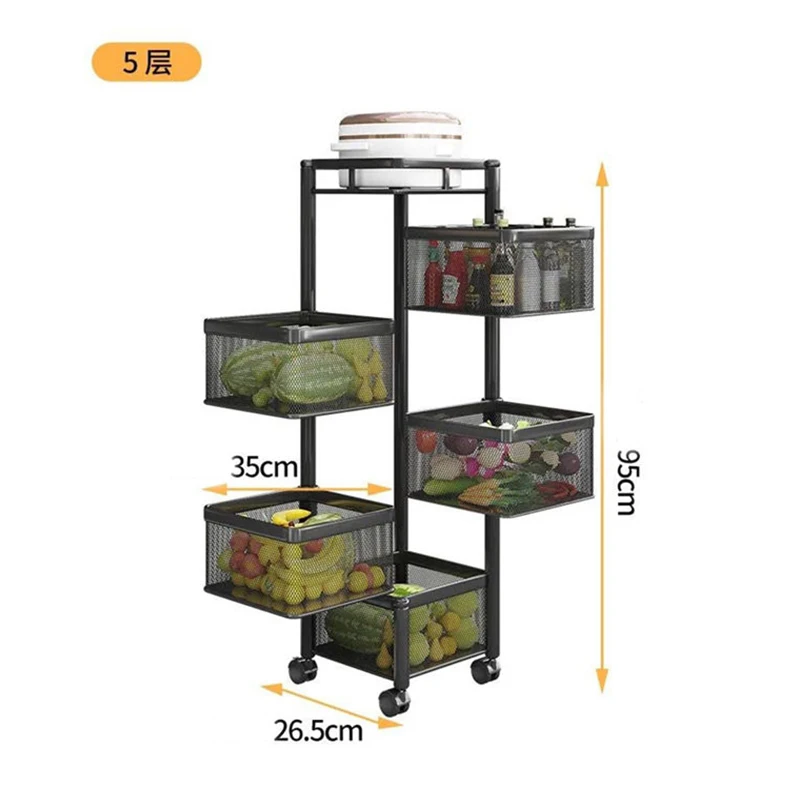 Rack kitchen metal kitchen rack 4 layers stackable household storage rack metal storage box for kitchen vegetable