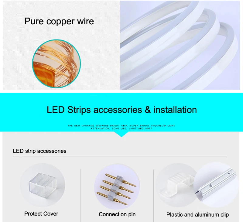 product led flexible multi colour waterproof kit 1m lights lamp new gen strips remoteneon 1cm cut 12v 24v 220v neon light strip flex rgb-7