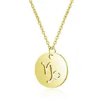 Charm 1PC Charm Necklace Chinese Gold ZodiacGold Plating Engraved Coin Disk Pendant 12 Zodiac Sign Pendant