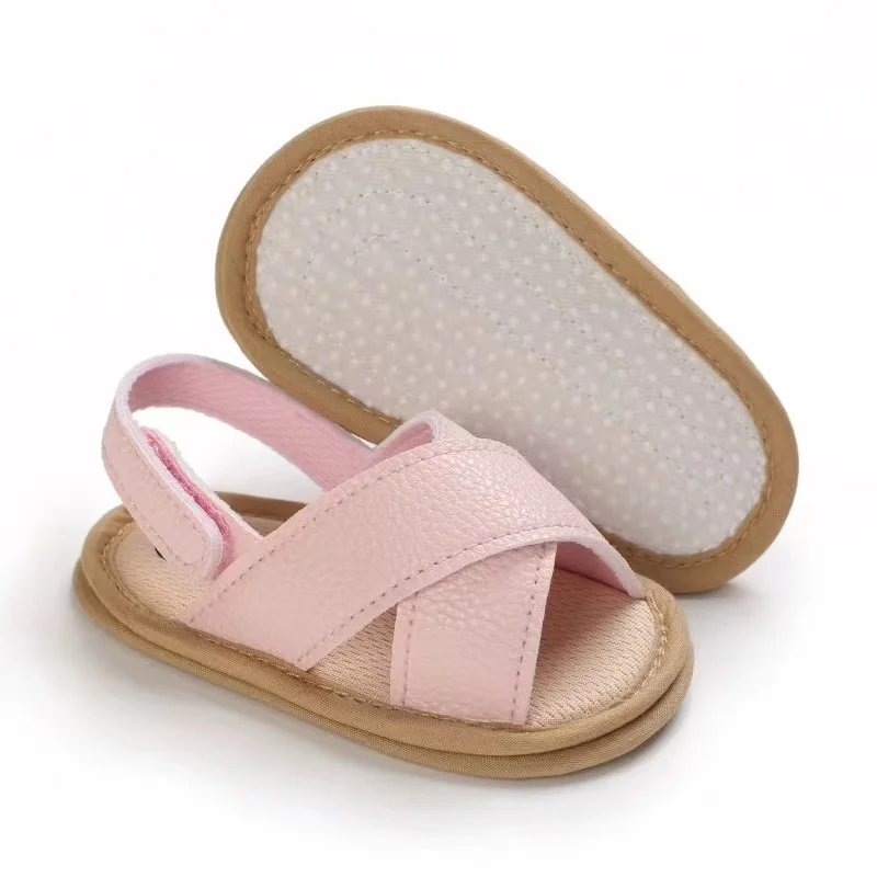 Wholesale Low MOQ Simple Style Easy to Wear Outdoor Infant Baby Shoes Pu Leather Breathable Boys Baby Girls Sandals