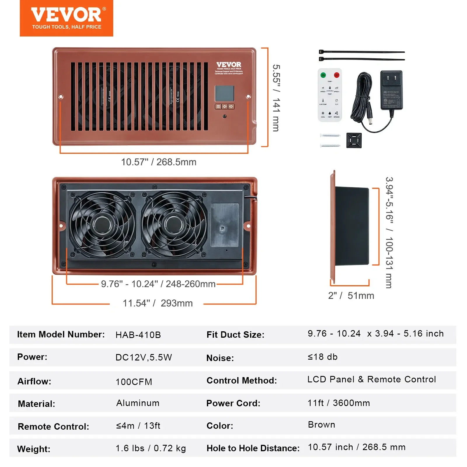 Vevor Register Booster Fan, 4', 10' - detail 16