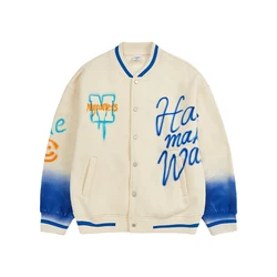Inflation OEM 400GSM Inject Print Baseball Jacket Streetwear Polar Fleece Custom Logo Jacket