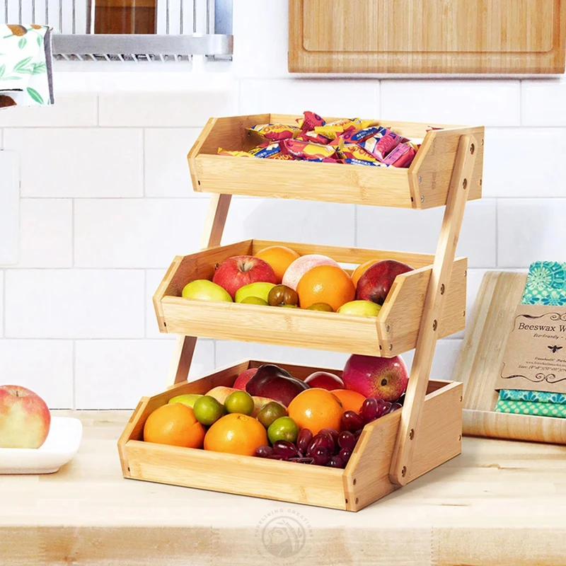 E-co friendly bamboo container 2 tiers large storage space for kitchen houseware