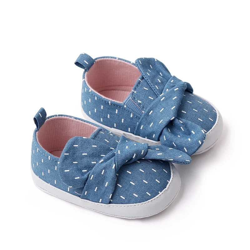 New Bow Striped Strawberry Print Soft Soled Spring and Autumn Toddler Shoes for Baby Girls factory