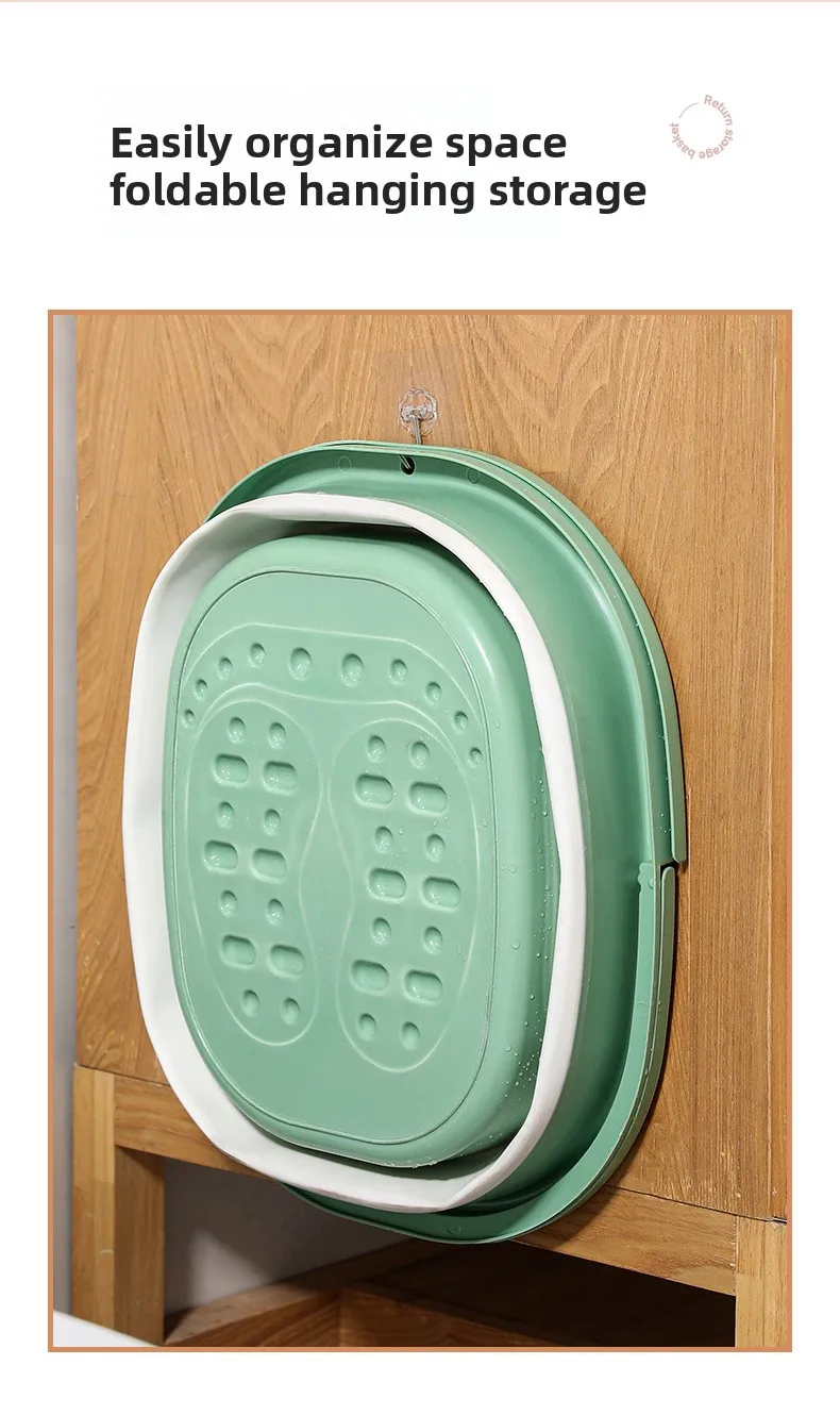 product portable pp plastic folding washing feet massage bucket foot spa basin for home bathroom laundry tub with phone holder cover-2