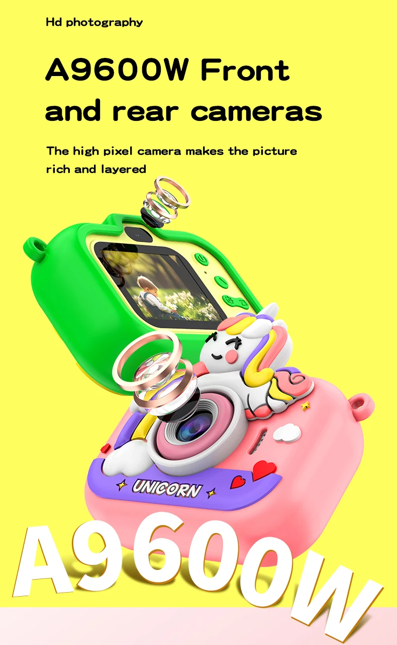 Unicorn Y6 Hd Dual-Camera Camera With Stand Dual-Lens Shooting Camera Children'S Toy Painting 12 Unicorn Y6 Hd Dual-Camera Camera With Stand Dual-Lens Shooting Camera Children'S Toy Painting