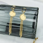 Earrings Luxury Dubai Brass Pageant Earrings Coin Dangle Earrings 24K Gold Arabic Jewellery
