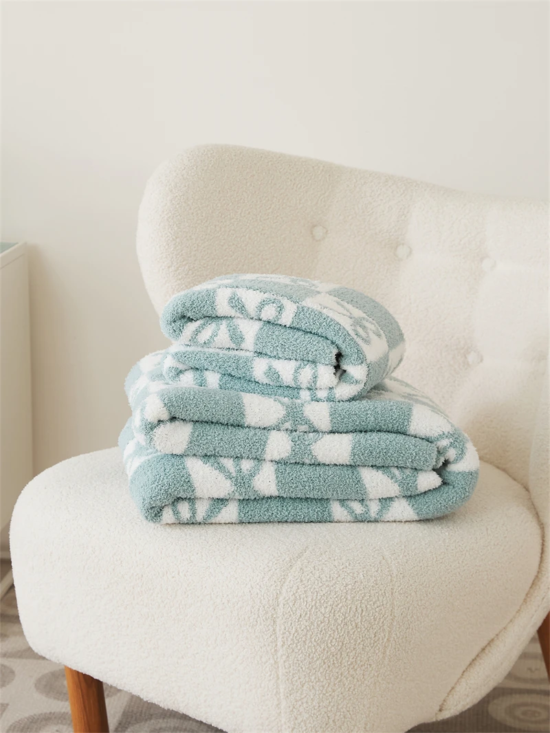 product hot selling new bow pattern 100 polyester double side super cozy knit throw blanket for winter  zs-65