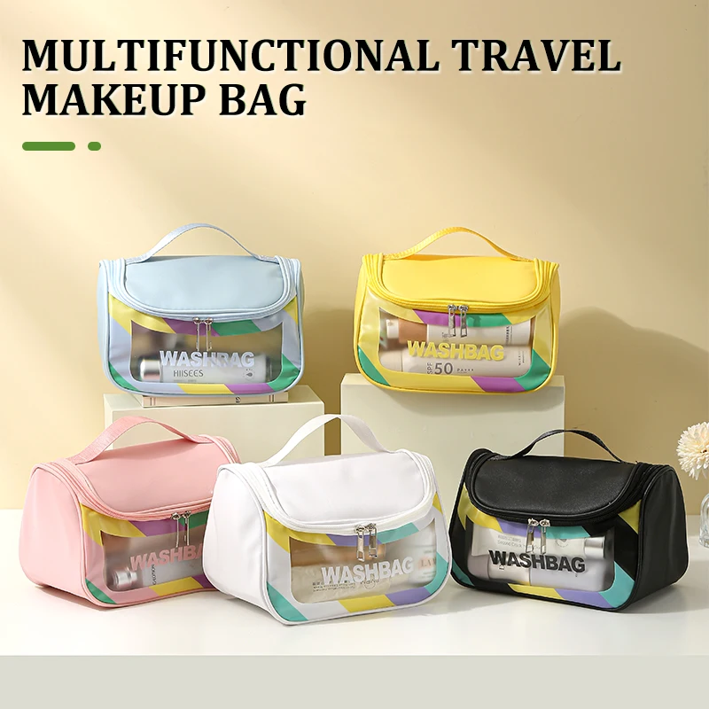 Custom Logo PVC Wash Bag Waterproof Trip Toiletry Pouch Women Beauty Makeup Bag Girl Travel Clear Cosmetic Bags