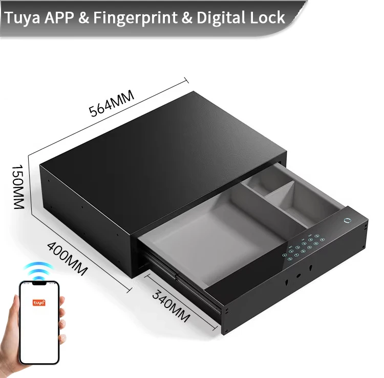 product ceqsafe smart wardrobe accessories fashion safe box drawer fingerprint safe box big led display fingerprint safe box for home-5